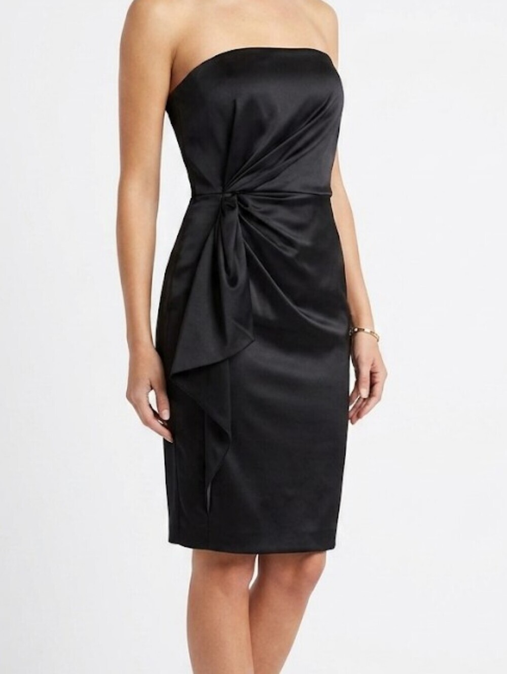 White House Black Market Black Strapless Ruched-Detail Cocktail Dress Size 6